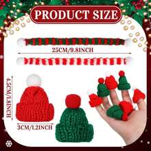 Mini sombrero de Navidad, Mini bufanda, Color rojo y verde, sombrero colgante para dedo, botella de piruleta, decoración para fiesta de Navidad DIY - Mezcla 80 piezas - Ver 8