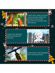 Pegatinas estáticas para ventanas con copos de nieve, muñecos de nieve, Papá Noel, camiones y renos, de doble cara, extraíbles, para decoración navideña de hogar, oficina y fiestas. - Blanco - Ver 6