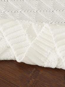 1 pieza Manta de punto bordada a mano con nombre personalizable para niños, apta para todas las estaciones - Blanco - Ver 4