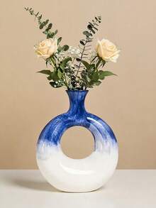 1 pieza Jarrón decorativo de estilo nórdico con círculos de colores, jarrón de flores pintado a mano para sala de estar, entrada, alquiler vacacional, decoración de mesa de hotel, decoración del hogar, decoración de habitación, jarrón de vidrio