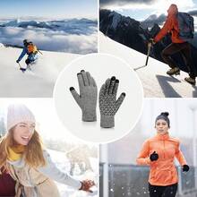 Guantes de Invierno Con Pantalla Táctil Antideslizante Para Hombre y Mujer - Tejidos Con Interior de Forro Polar - gris - Ver 6