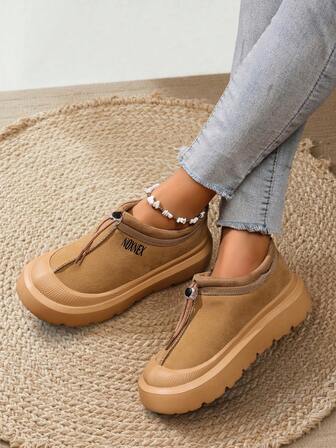 Women's Winter Snow Boots Thickened Thermal Lined Boots Women,Round Toe Leather Thick Soles Slip-On Platform Boots Non-Slip Wear-Resistant Waterproof Warm Winter Boots For Women ,Casual Shoes Women Plus Size Black Boots,Fur Boots