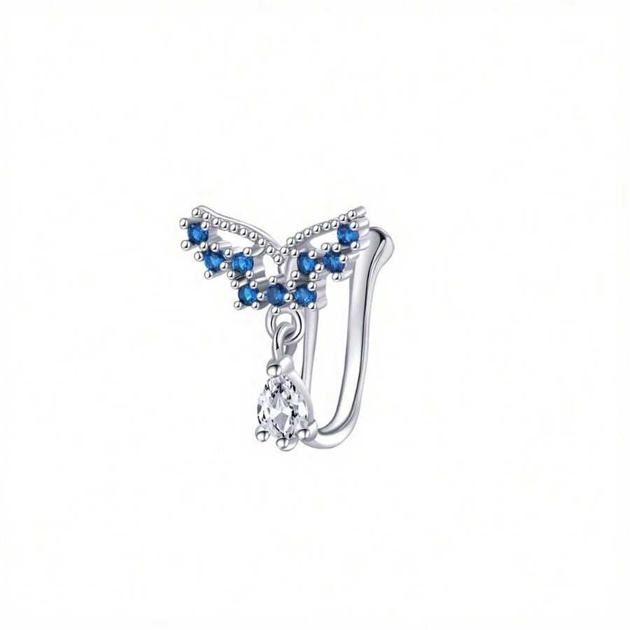 Fashion Non-Piercing U-Shaped Nose Clip With Synthetic  Butterfly Heart Nose Ring Fake Nose Jewelry Piercing Jewelry Set Suitable For Women - 樣式-4 - 查看 1