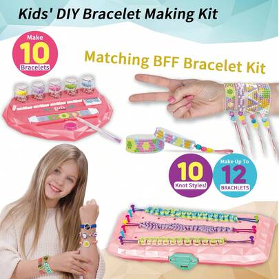 1 Bộ dụng cụ làm vòng tay cho bé gái, Bộ dệt thủ công DIY, Bộ nhãn dán ngọc trai, Khung dệt vòng tay hình trái tim, Khung dệt vòng tay kim cương, Nghệ thuật & Thủ công, Đồ thủ công làm vòng tay hạt, Nhãn dán kim cương pha lê, Vòng tay hạt DIY, Đồ thủ công cho bé gái, Dụng cụ dệt, Quà tặng cho bé gái từ 6-12 tuổi, Quà tặng Giáng sinh/Sinh nhật/Halloween, Thích hợp cho bé gái trên 6 tuổi