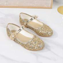 1 Pair Fashion Versatile Pink Girl Pearl Cute Flat Shoes, Round Toe, Suitable For Daily Wear, Dancing, Outdoor, Decorated With Sequins, Closed Toe Princess Shoes, Spring And Autumn