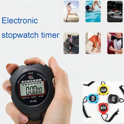 Cronómetro temporizador digital segmentado con reloj, calendario y alarma. Cronómetro individual con pantalla grande, adecuado para deportes, entrenadores de niños, natación, carrera