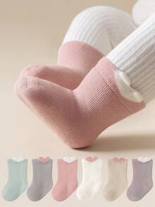 12 Pairs Baby Girls' High Quality Combed Cotton Heart Shaped Soft & Warm Socks - Multicolor - View 2