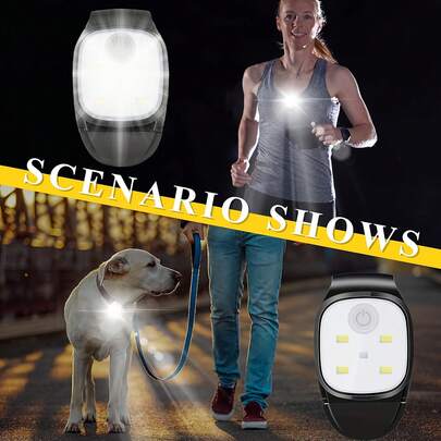 Luz de clip USB, luz blanca y luz roja de advertencia para correr de noche al aire libre - recargable, 4 modos de iluminación, portátil y ligera