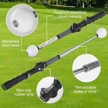Retractable Golf Swing Training Aid, Golf Grip Trainer & Golf Swing Trainer For Warm-Up, Right /Left Handed Golf Club For Indoor Practice, Golf Accessories - Strength & Tempo Training For Chipping Hitting - 黑色 - 查看 3