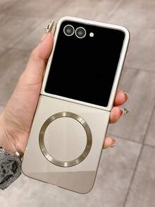 Ultra-Thin Matte Magnetic Phone Case, Compatible With Samsung Galaxy Z Flip 3 4 5 6 7, Supports Wireless Charging, Slim Hard PC Protective Cover, Waterproof, Shockproof, Anti-Fall, Anti-Scratch - Titanium - View 5