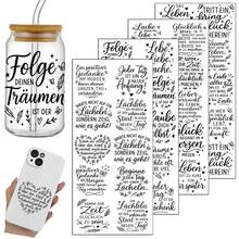 40pcs German Positive Quote Stickers Theme Rub On Transfer Stickers Decals Set - Motivational Sayings Transfer Paper For Furniture, Glass, Easy Apply DIY Home & Life Inspired - Multicolor - View 2