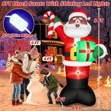 2.4M Inflable Navidad Santa con Barra de Caramelo y Decoración de Regalo, con Sombrero de Navidad y Luces LED Integradas, para Césped al Aire Libre, Jardín, Decoración de Terraza - 304CM-Trineo de Renos - Ver 8