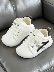 全新时尚软底防滑皮革钩环运动鞋，适合 6 个月 - 3 岁幼儿，圆头，耐磨，男童和女童步行鞋 - 黑色 - 查看 12