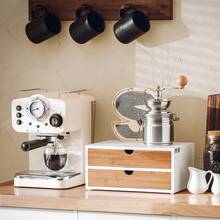 SoBuy FRG180-WN Coffee Machine Stand & Coffee Pod Capsule Teabags Box Holder Organizer With 2 Drawers, W30 X D20 XH14cm