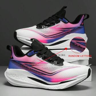 High Elastic Sole Breathable Shoe Upper Fashionable Women Casual Sports Running Shoes, Random Printed Shoe Upper To Showcase Unique Style