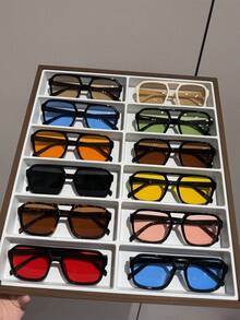 12pcs Square  For Men, Fashionable Outdoor Street Style, Suitable For Travel, Business, Casual Wear - 彩色 - 查看 4