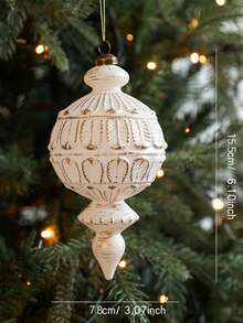 1pc Christmas Ball Ornaments White And Gold Rustic Christmas Ball Ornaments 4'' Vintage Christmas Tree Decorations Large Shatterproof Neutral Farmhouse Luxury Xmas Ornaments For Christmas Tree Home Decor - Multicolor - View 14