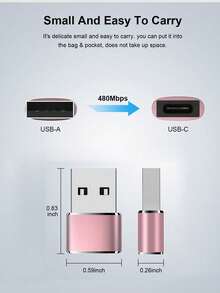 USB C 母口转 USB 公口适配器，Type-C 母口转 USB 公口适配器，Type C 转 USB A 充电转换器，兼容 15 Plus 13 12 11 Pro Max，兼容三星 Galaxy S23 S22 S21 S20 Ultra，兼容 Series 7 8 SE，iPad Air USB C 母口转 USB 公口适配器套装 [铝合金外壳，旅行必备] Type C 充电线电源转换器 CarPlay 等。 - 粉色 - 查看 2