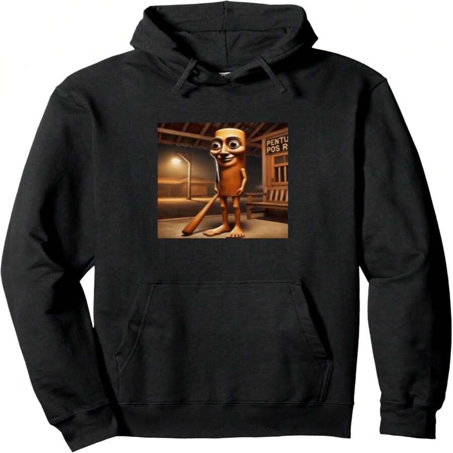 Tung Tung Sahur Funny Italian Brainrot Meme Graphic Pullover Hoodie - 黑14 - 查看 1