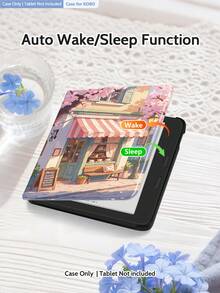 Kobo Protective Case, Kindle Cover Featuring A Coffee Shop Beneath Cherry Blossoms, Minimalist Classic Design, Magnetic Cover With Sleep/Wake Function, Romantic Gift, Compatible With Kindle Paperwhite, Kobo Clara Colour/BW 2024, Kobo Clara 2E. Suitable For Both Men And Women When Travelling Or Out And About To Protect E-Readers From Damage, And Ideal For Bedtime Reading
