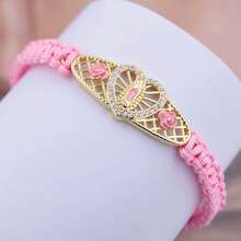 Assorted Heart-Shaped Virgin Mary/St. Jude Woven Bracelet, Stylish Casual Jewelry For Men, Copper Inlaid CZ, Suitable For Religious Believers To Wear Daily