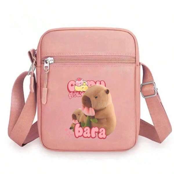 Nueva bolsa de hombro con estampado de dibujos animados de Capibara, bolsa cuadrada pequeña y colorida para niños y niñas, bolsa cruzada casual y linda para damas, bolsa de pecho, regalo de vacaciones, regalo para estudiantes