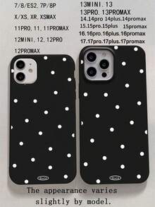 1 carcasă de telefon rezistentă la șocuri TPU, la modă, cu model minimalist negru cu buline, compatibilă cu Apple 11 12 13 14 15 16 17 13 Pro Max 14 Plus 15 Pro 16 Pro Max 17 Pro Max Air, husă de protecție minimalistă creativă