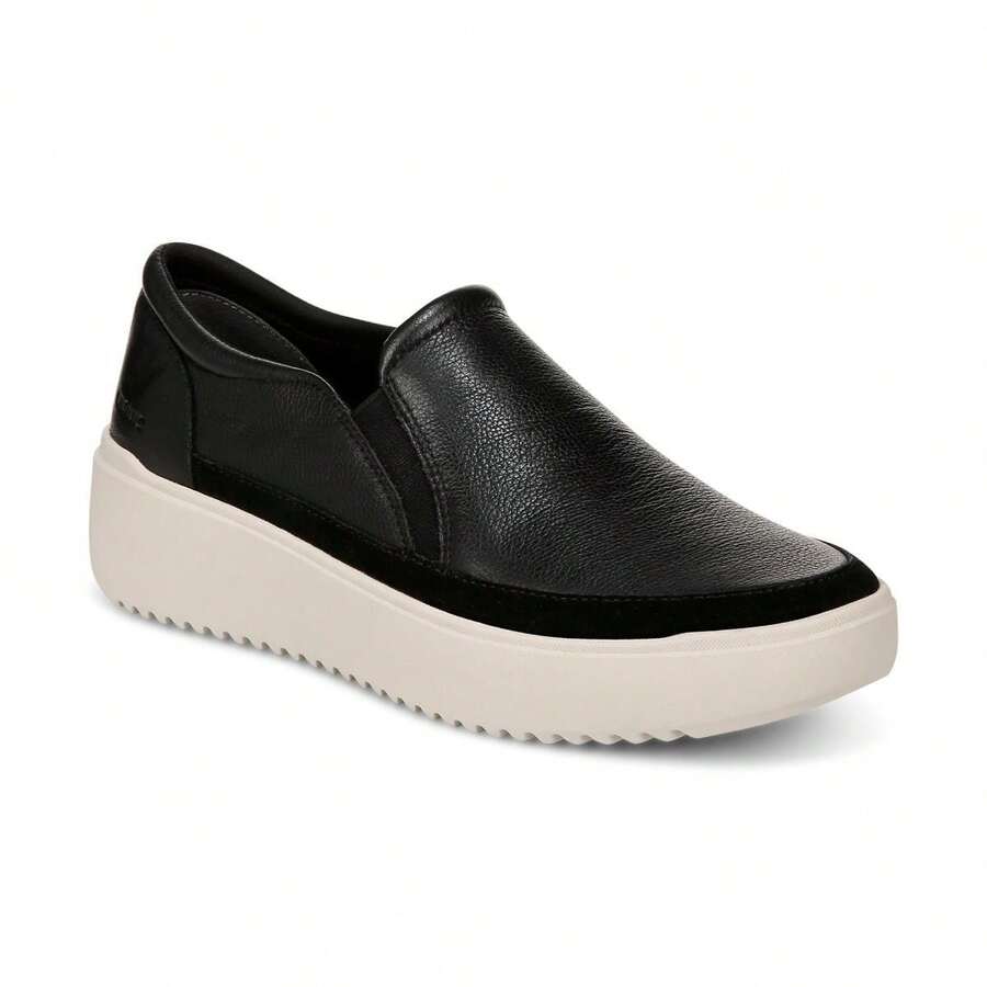 Vionic Women's Kearny Platform Slip On Sneakers - Shoes For Woman - Women's Black Shoes - Women's White Shoes - Fashionable Flats - Da đen - Xem 1