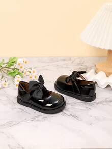 Sepatu Sekolah Anak Perempuan Sol Lembut dengan Hiasan Pita Gaya Inggris untuk Musim Gugur/Dingin - Hitam - View 5
