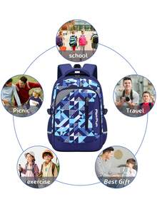 1 pezzo Set di zaino alla moda con stampa argyle, design a scomparti multipli di grande capacità, chiusura con doppia cerniera, tasche laterali per bottiglia d'acqua e ombrello, adatto per uso quotidiano e viaggi, zaino in poliestere resistente all'acqua, regalo per il ritorno a scuola e il Natale