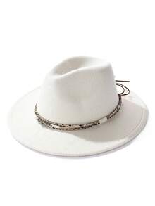 1pc Bohemian Casual Party Faux Leather Decor Felt Hat Soft Brim Jazz Derby Hat Unisex Fashion Style Suitable For Work And Commute Autumn Winter - Top Hat - View 24