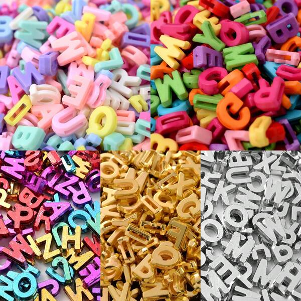 100pcs 8-12mm 3D Acrylic Large Hole Letter Bead,Random Mix Alphabet Loose Spacer Beads For DIY Jewelry, Bracelets ,Necklaces,Phone Decorative Chain With Various Letters,Fun Educational DIY Making Supplies And Creative Handmade Crafts Art Project