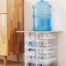 10/20 BUC Cutii de pantofi pliabile transparente din plastic - Cutii de depozitare din plastic impermeabile, rezistente la praf, stivuibile pentru pantofi, adidași, tocuri înalte, haine și alte articole - Ideale pentru uz casnic și în comerț cu amănuntul, organizator de pantofi
