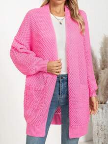 Casual Solid Color Cardigan With Dual Pockets, Versatile For Autumn/Winter