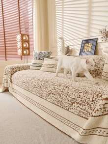 1pc Bohemian Sofa Blanket - Comfortable For All Seasons, Pet-Friendly, Dust Cover Sofa Throw With Tassels - Ideal For Living Room, Kitchen - Machine Washable, Hand Washable