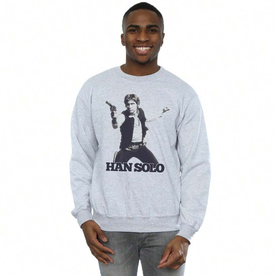 Star Wars Mens Han Solo Retro Photo Sweatshirt (Sports Grey) - Grey - View 1