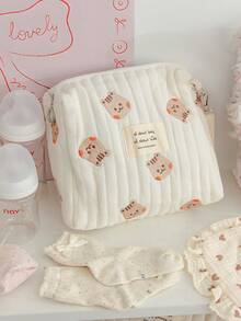 1pc Changing Bag With Cute Animal Embroidery - Multifunctional Large Capacity Diaper Bag And Baby Essentials Handbag, Large Capacity Multifunctional Baby Diaper Bag, Unisex Portable Changing Bag, Easy-To-Clean Material, Newborn Travel Storage Bag, Stylish And Lightweight Diaper Storage Bag, Baby Daily Necessities Storage, Change Of Clothes Storage, Socks Storage, Bottle Storage, Bib Pad Storage, Suitable For Daily Use - Multicolor - View 18
