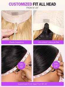 MEGALOOK #613 升级版金色波浪13x6三合一™蕾丝前假发 - 100%真人发丝，18-30英寸长波浪假发，预剪预拔自然发际线，耳到耳蕾丝前假发，金色 - 轻盈可调节透气帽，柔软弹力，全天舒适 - 无需胶水，极少掉发，耐用，隐形无痕 - 适合万圣节、婚礼、圣诞派对、度假、返校、约会之夜等场合，女士商务假发 - S613 - 查看 10