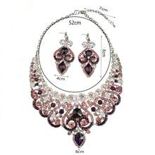 3PCS New Luxury Heavy Craft Fashion Necklace And Earring Set, Very Tasteful Women's Dress Banquet Exquisite Jewelry Accessories - 10-2006 Xanh lam - Xem 5