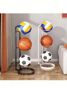 1pc Black Indoor Children's Basketball Storage Rack, Holds Balls, Footballs, Volleyball, Space-Saving