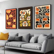 3 piezas Murales de pared de arte floral vintage en lienzo, impresión de alta definición con opción de marco, adecuado para colgar cuadros, impresiones, decoraciones de pasillos y salas, obras de arte, convirtiéndolo en un regalo ideal para amigos en salas de estar, dormitorios, cocinas, cafeterías, bares, decoraciones, dormitorios y decoración del hogar
