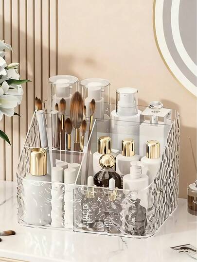 1pc Makeup Storage Box, Lipstick Holder, Cosmetics Organizer For Dressing Table, Cosmetics Organizer, Cosmetics Display Tray, Nail Clipper Storage Box, Office Supplies Storage Rack, Makeup Organizer, Prush Holder, Makeup Box, Suitable For Bedroom, Bathroom, Living Room, Dormitory, Dressing Table Storage, Autumn Decoration, Room Decoration, Bedroom Decoration, Room Bedroom Organizer