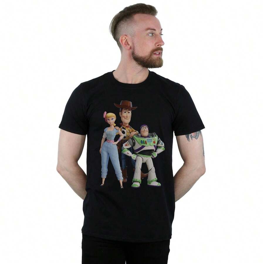Disney Mens Toy Story 4 Woody Buzz And  TShirt (Black) - Coffee Brown - View 1