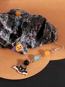 Boucles d'oreilles en perles de verre personnalisées pour Halloween, couleurs aléatoires, images personnalisables de famille, amis, idoles, porte-clés transparent double face. Convient pour l'anniversaire, les rassemblements familiaux, la Saint-Valentin, parent-enfant, couple, célébration d'anniversaire, cadeau pour maman, papa, amis, petit ami, petite amie, port quotidien