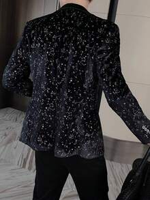 Korean Spring And Autumn Starry Sky Casual Versatile Small Suit Jacket For Men, Korean Version Internet Celebrity Personalized Suit Top - 黑色 - 查看 2