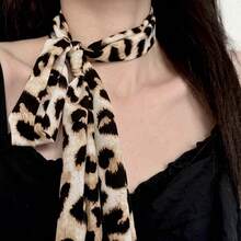 极简性感风格豹纹波点真丝围巾，新款小众高端夏季腰带，适合秋季上学和万圣节等场合。 - 彩色 - 查看 7