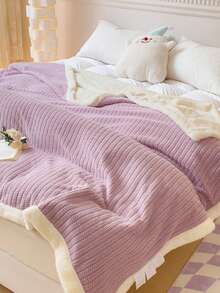 1 Stück doppelseitige Plüschdecke, weich, bequem und warm, dick und gemütlich, geeignet für Heimdekoration, Bett, Sofa, Büro, Zimmer, Wohnheim, maschinenwaschbar