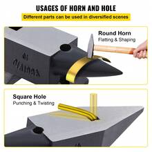 Cast Iron Anvil, 22 Lbs/10kg Single Horn Anvil, With Large Countertop And Stable Base, High Hardness Rugged Round Horn Anvil Blacksmith, For Shaping, Bending - Black - View 4