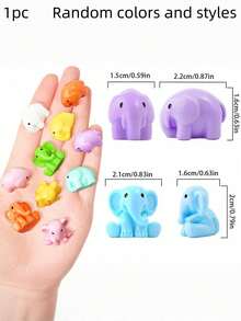1pc Random Color Mini Elephant, Miniature Animal Figurines Tiny Resin Elephants For DIY Fairy Garden, Glass Container, Potted Plant Decor, Micro Landscape Craft, Garden Decoration, Car Interior Accessories, Party, Perfect Birthday Gift(Random Color)Christmas - Multicolor - View 8