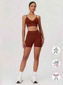 MASKERT Women's Seamless Camisole With Cup Cover, Short Tank Top Sports Set, Skin Friendly, Comfortable, Sports, Home And Commuting Underwear